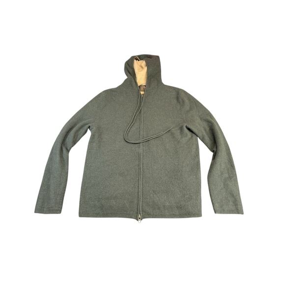 7 For All Mankind Cashmere Hoodie Sweater Zip Up Drawstring Dark Gray Size M - Picture 1 of 11